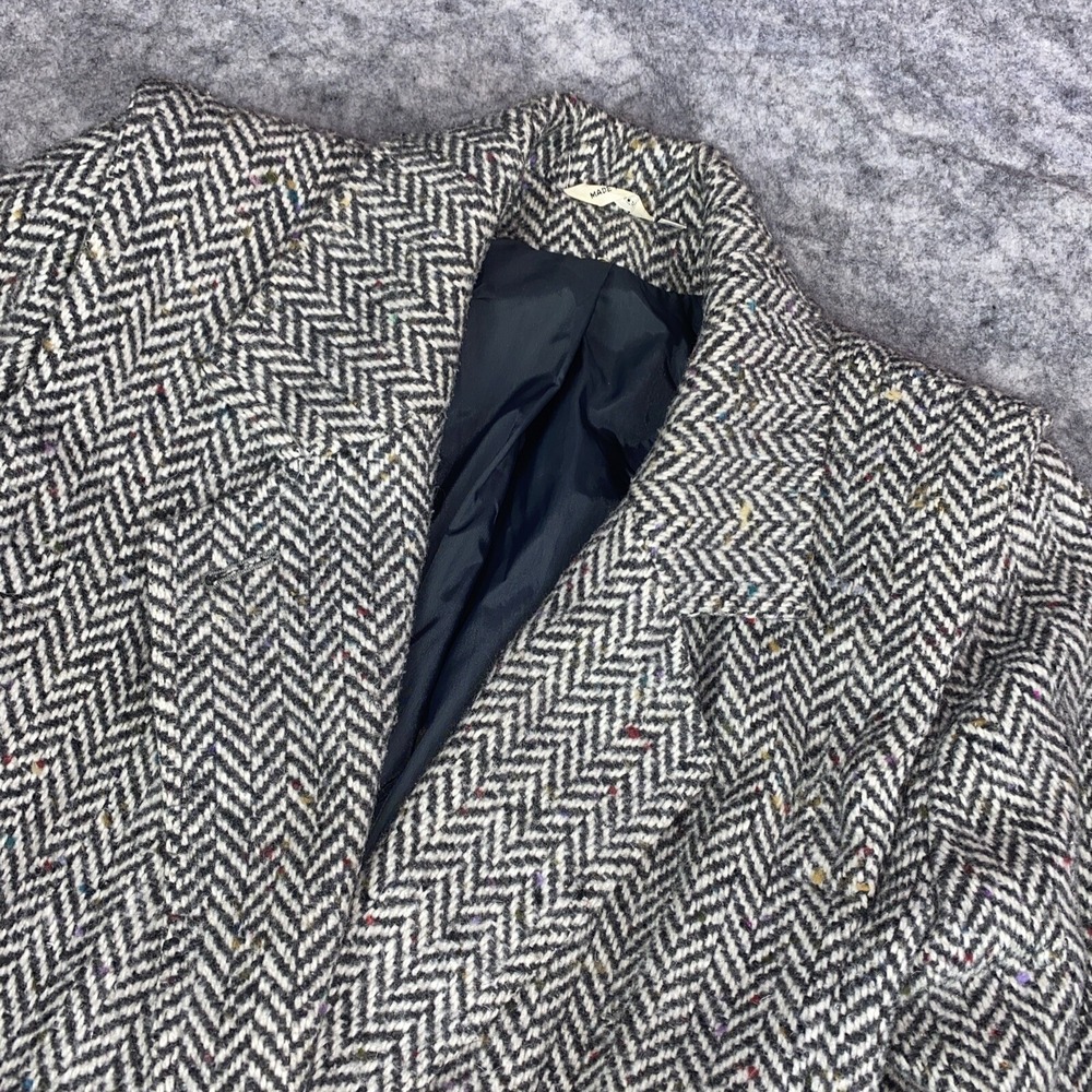 Vintage Braeton Women's 7/8 Wool Coat Herringbone Wool Blend Lined Pockets